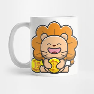 lion huging bitcoin Mug